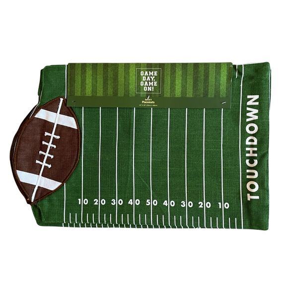 Fall Football TOUCHDOWN Placemats 13x19 Game Day Football Field Set of 4 New - Picture 1 of 9